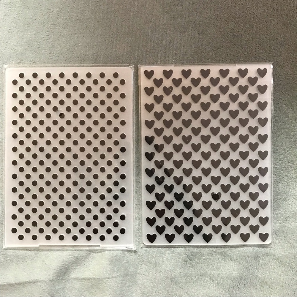 Embossing folders (dots & hearts) 4 x 6 inches